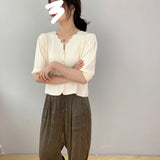 Women Knitted T-shirt Vintage Sexy Knitted Cardigan