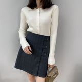 Women Cardigan Sweater Lapel Sexy Retro Sweater Autumn and Winter Button Coat 8t8057