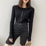 Women Cardigan Sweater Lapel Sexy Retro Sweater Autumn and Winter Button Coat 8t8057