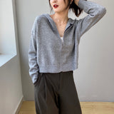 Women Cardigan Sweater Autumn Sweater Loose-Fitting Hoodie Long Sleeve Coat 8t8070