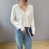 Women Cardigan Sweater Autumn Sweater Loose-Fitting Hoodie Long Sleeve Coat 8t8070