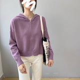 Women Cardigan Sweater Autumn Sweater Loose-Fitting Hoodie Long Sleeve Coat 8t8070