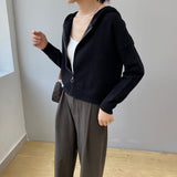 Women Cardigan Sweater Autumn Sweater Loose-Fitting Hoodie Long Sleeve Coat 8t8070
