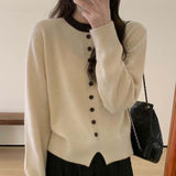 Women Knitwear Autumn and Winter Single-Breasted round Neck Sweater Sweater
