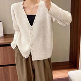 Women Knitwear Autumn and Winter V-neck Sweater Loose Knitted Cardigan