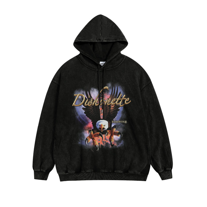 Men Hoodie Retro Eagle Printed Hoodie Men's and Women's Loose Vibe Style Hoodie