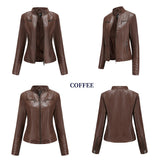 Red Leather Jacket Motorcycle Clothing Leather Coat Short Women's Jacket