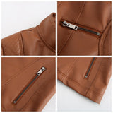 Red Leather Jacket Motorcycle Clothing Leather Coat Short Women's Jacket