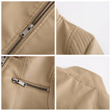 Red Leather Jacket Motorcycle Clothing Leather Coat Short Women's Jacket