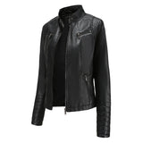 Red Leather Jacket Motorcycle Clothing Leather Coat Short Women's Jacket