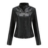 Red Leather Jacket Motorcycle Clothing Leather Coat Short Women's Jacket