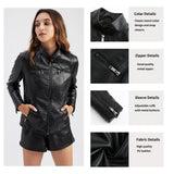 Red Leather Jacket Motorcycle Clothing Leather Coat Short Women's Jacket