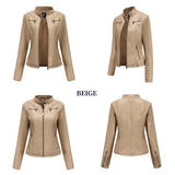 Red Leather Jacket Motorcycle Clothing Leather Coat Short Women's Jacket