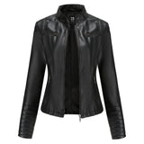 Red Leather Jacket Motorcycle Clothing Leather Coat Short Women's Jacket