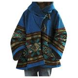 Women Trench Coat Winter Women's Loose Retro Printed Woolen Coat