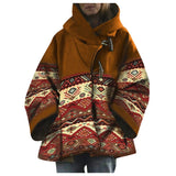 Women Trench Coat Winter Women's Loose Retro Printed Woolen Coat