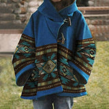 Women Trench Coat Winter Women's Loose Retro Printed Woolen Coat