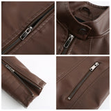 Red Leather Jacket Motorcycle Clothing Leather Coat Short Women's Jacket