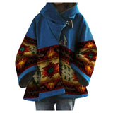 Women Trench Coat Winter Women's Loose Retro Printed Woolen Coat