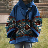 Women Trench Coat Winter Women's Loose Retro Printed Woolen Coat
