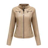 Red Leather Jacket Motorcycle Clothing Leather Coat Short Women's Jacket