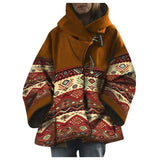 Women Trench Coat Winter Women's Loose Retro Printed Woolen Coat