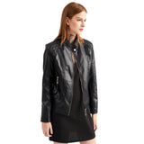 Red Leather Jacket Spring and Autumn Women's Leather Jacket Stand Collar PU Leather Women's Leather Jacket