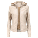 Red Leather Jacket Fleece-Lined Women's Leather Jacket Women's Hooded Autumn and Winter Short Coat Warm Leisure Women's Jacket