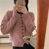 Women Knitwear Autumn and Winter Single-Breasted round Neck Sweater Sweater