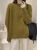 Women Knitted Pullover round Neck Pullover Sweater Loose Sweater