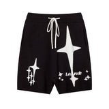 Men Shorts Hip Hop Letters Contrast Color Knitted Sports Shorts