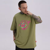 Men T Shirt Hip Hop Smiley Printed Casual Short Sleeve T-shirt