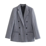 Women Suits Plaid Double Breasted Blazer Women Spring and Autumn Top