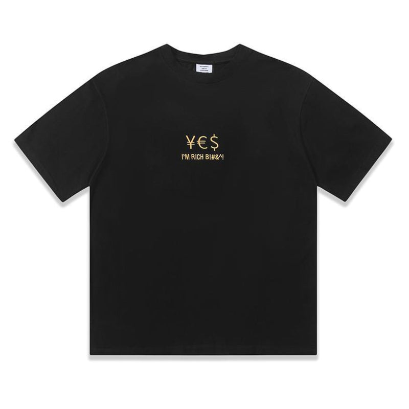 Vetements T Shirts VTM Werther Cute Embroidered Coin Symbol OS Loose Short Sleeve T-shirt