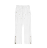 Men Jeans Zipper Slit Slightly Flared Casual Pants Loose Cargo Pants