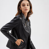 Red Leather Jacket Motorcycle Clothing Leather Coat Short Women's Jacket