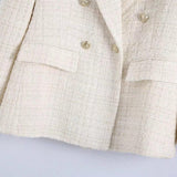 Women's Suits Spring Urban Casual Women's Textured Double Breasted Blazer