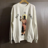 Jesus Is King Detroit Shirt Turtleneck Crew Neck Sweater Hip Hop Loose Sports Casual Jacket