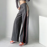 Women Sweatpants Overalls Retro Wide-Leg Pants