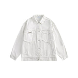 Unisex Jacket Retro Washed Casual Jacket Turn-down Collar Coat