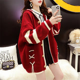 Women Knitwear Fall/Winter Hooded Sweater Coat Loose Knitted Cardigan