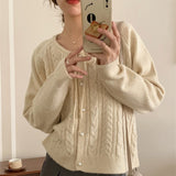 Women Knitted Cardigan Vintage Sweater Cardigan Loose Sweater Coat