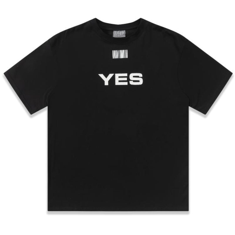 Vetements T Shirts VTM Yes No Striped Printed round Neck Short Sleeve T-shirt