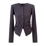 Women T Shirt Autumn Long Sleeved Fitted T-shirt Women's round Neck Bottoming Shirt