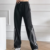 Women Sweatpants Striped Casual Pants Wide Leg Loose Ankle-Tied Sweatpants