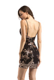Women Evening Gown Sexy V-neck Night Club Slip Sequins Dress