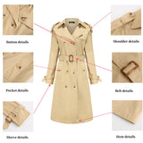 Women Trench Coat Long-Sleeved Lapel Coat