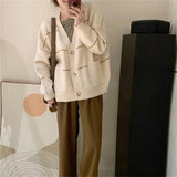 Women Knitwear Autumn and Winter Striped V-neck Sweater Coat Knitted Cardigan