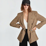Women Suits Plaid Double Breasted Blazer Women Spring and Autumn Top