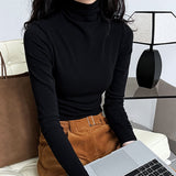 Women T Shirt Autumn Slim Fit Half Turtleneck Bottoming Shirt